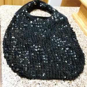 Bruno black dressy purse with sequins on mesh